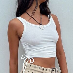 princess polly Madelyn top white crop tank top with two side adjustable ties